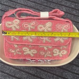 Rachel Zoe Coral Beaded Bow Crossbody Bag